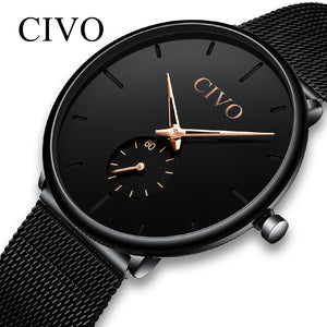 CIVO Black Casual Watches